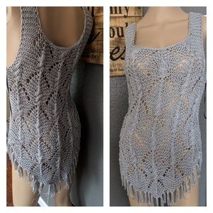 Crochet tank with glitter.